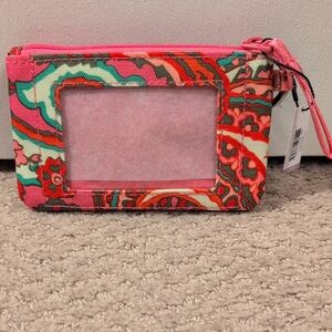 Vera Bradley Pink and Green Patterned ID Case Wallet NWT